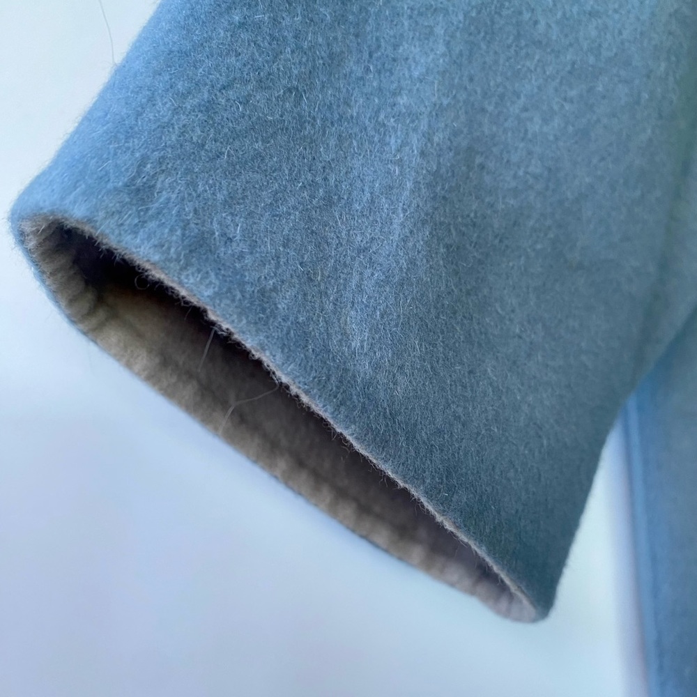 Max Mara Reversible Wool & Angora Short Wrap Coat, Blue & Gray, size It 42, US 6 - Picture 6 of 15